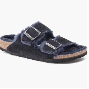 Birkenstock Arizona Shearling Suede Leather Slide Sandles